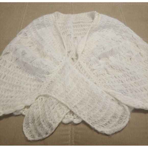 Vintage Crochet Shrug Shawl Sequins Small - Picture 4 of 5